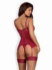 Корсет мереживний із стрінгами Obsessive Rosalyne бордовий, S-M вид 3