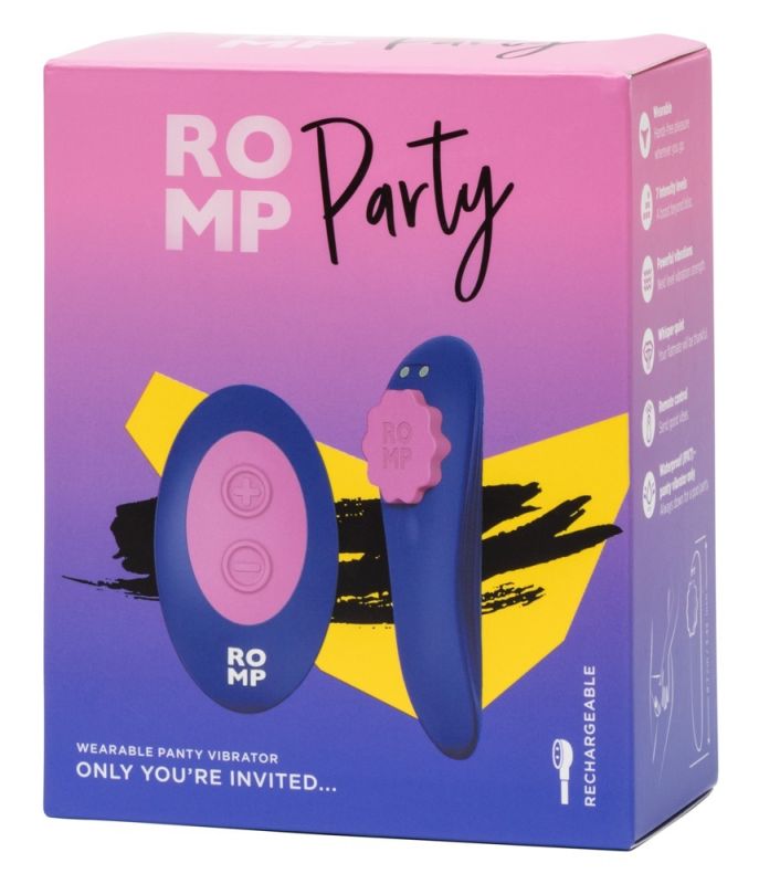 Вибратор в трусики ROMP Party с беспроводным пультом управления, синий вид 10