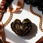 Свічка низькотемпературна у вигляді троянди з глітером GlowKink чорна, L вид 7