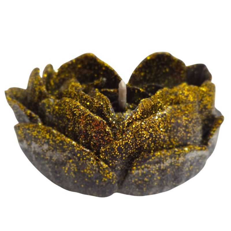 Свічка низькотемпературна у вигляді троянди з глітером GlowKink чорна, L вид 13