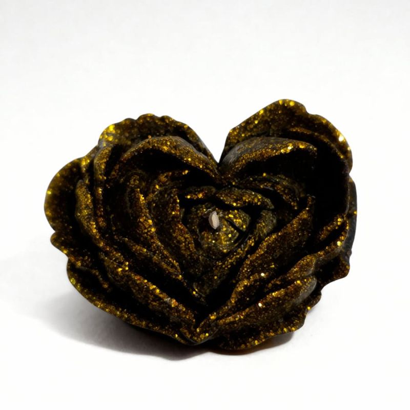 Свічка низькотемпературна у вигляді троянди з глітером GlowKink чорна, L вид 14