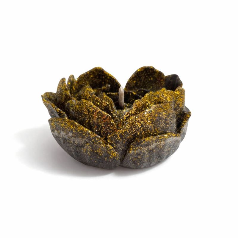 Свеча низкотемпературная в виде розы с глиттером GlowKink черная, L вид 16