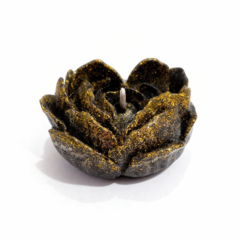 Свеча низкотемпературная в виде розы с глиттером GlowKink черная, L вид 17