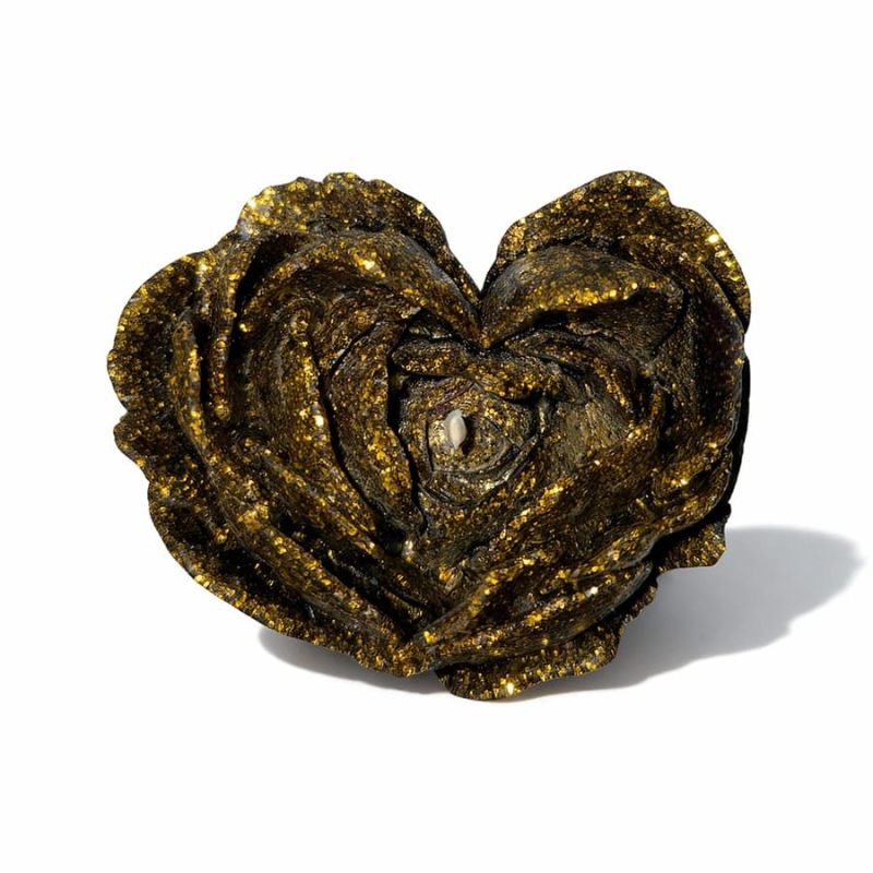 Свічка низькотемпературна у вигляді троянди з глітером GlowKink чорна, L вид 18