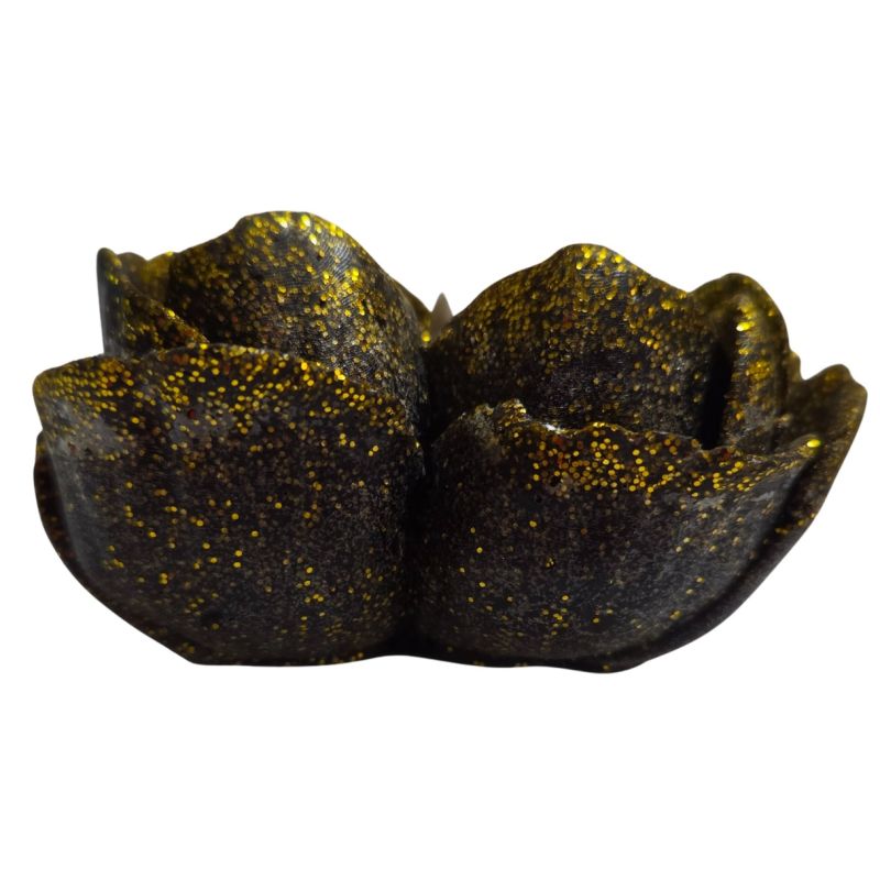 Свічка низькотемпературна у вигляді троянди з глітером GlowKink чорна, L вид 20