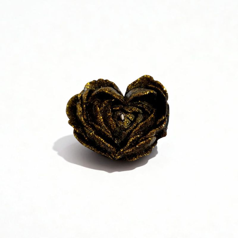 Свічка низькотемпературна у вигляді троянди з глітером GlowKink чорна, L вид 21