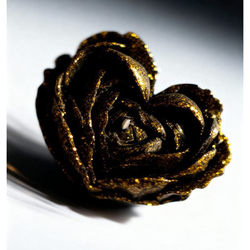 Свеча низкотемпературная в виде розы с глиттером GlowKink черная, L вид 26