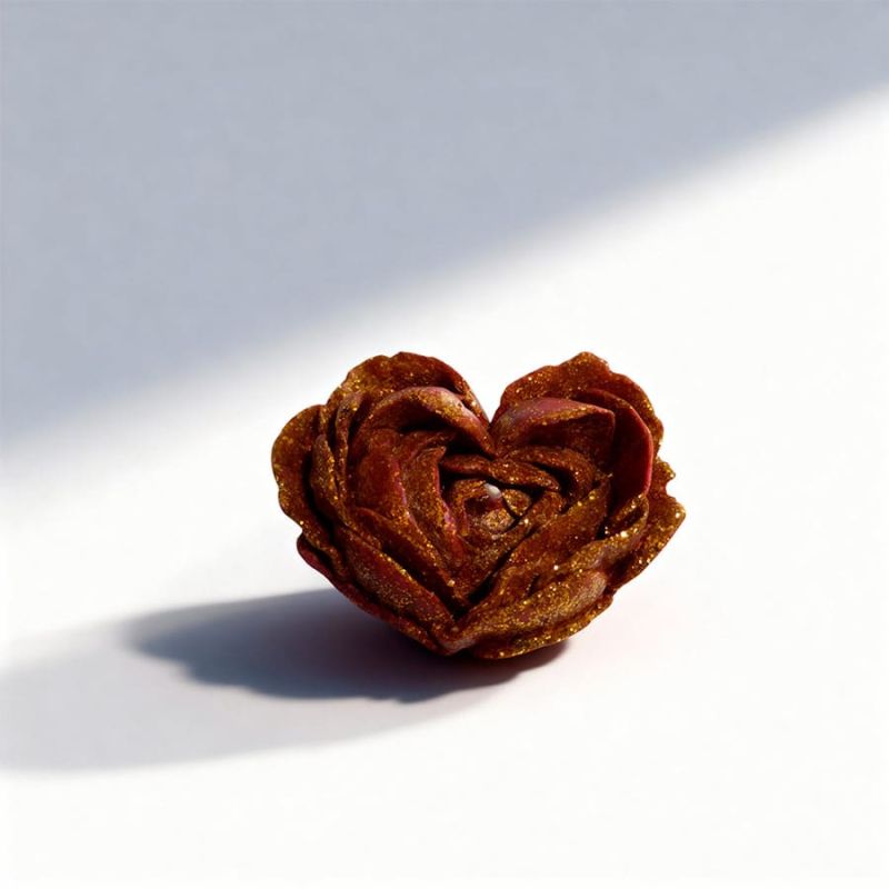 Свічка низькотемпературна у вигляді троянди з глітером GlowKink бордова, L вид 9