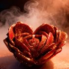 Свічка низькотемпературна у вигляді троянди з глітером GlowKink бордова, L вид 16