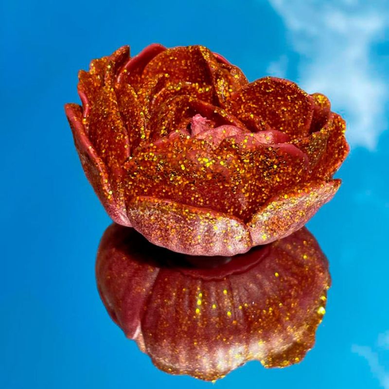 Свеча в виде розы с глитером GlowKink бордовая, L вид 19