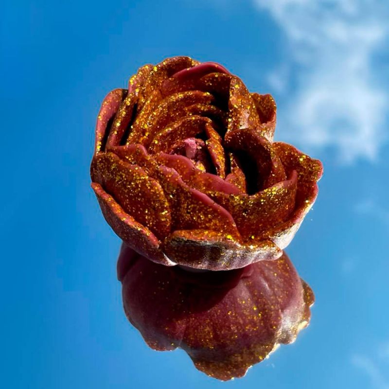 Свеча в виде розы с глитером GlowKink бордовая, L вид 20