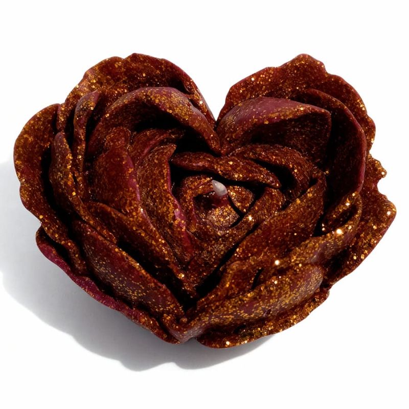 Свічка низькотемпературна у вигляді троянди з глітером GlowKink бордова, L вид 61