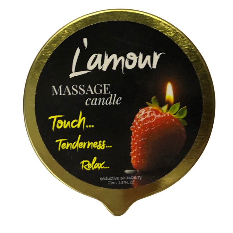 Масажна свічка L'amour Seductive Strawberry золота, 70 мл вид 2
