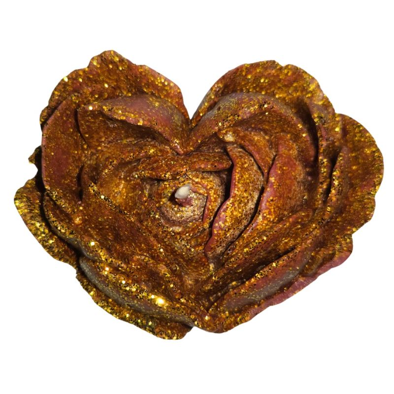 Свеча низкотемпературная в виде розы с глиттером GlowKink бордовая, М вид 2