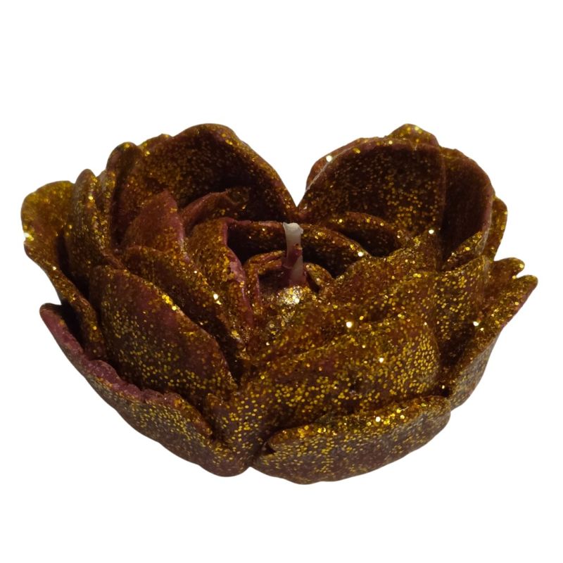 Свічка низькотемпературна у вигляді троянди з глітером GlowKink бордова, М вид 4
