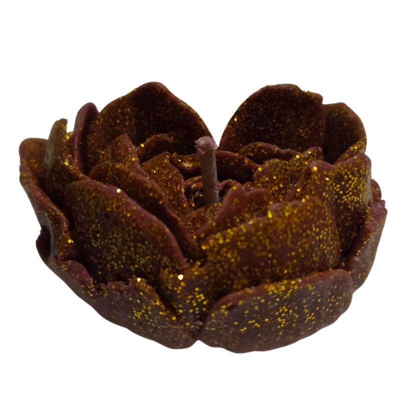 Свічка низькотемпературна у вигляді троянди з глітером GlowKink бордова, М вид 5