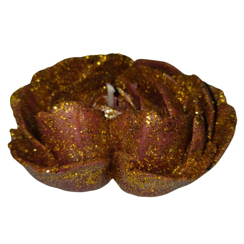 Свеча низкотемпературная в виде розы с глиттером GlowKink бордовая, М вид 6