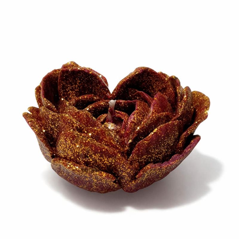 Свеча низкотемпературная в виде розы с глиттером GlowKink бордовая, М вид 17