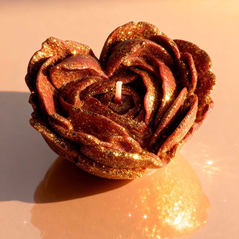Свічка низькотемпературна у вигляді троянди з глітером GlowKink бордова, М вид 57