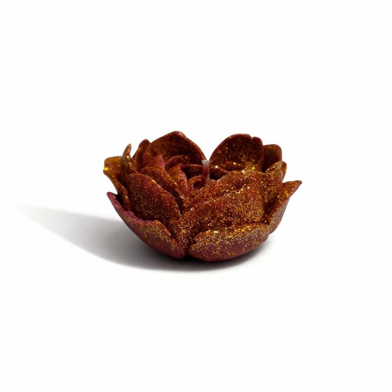 Свеча низкотемпературная в виде розы с глиттером GlowKink бордовая, М вид 67