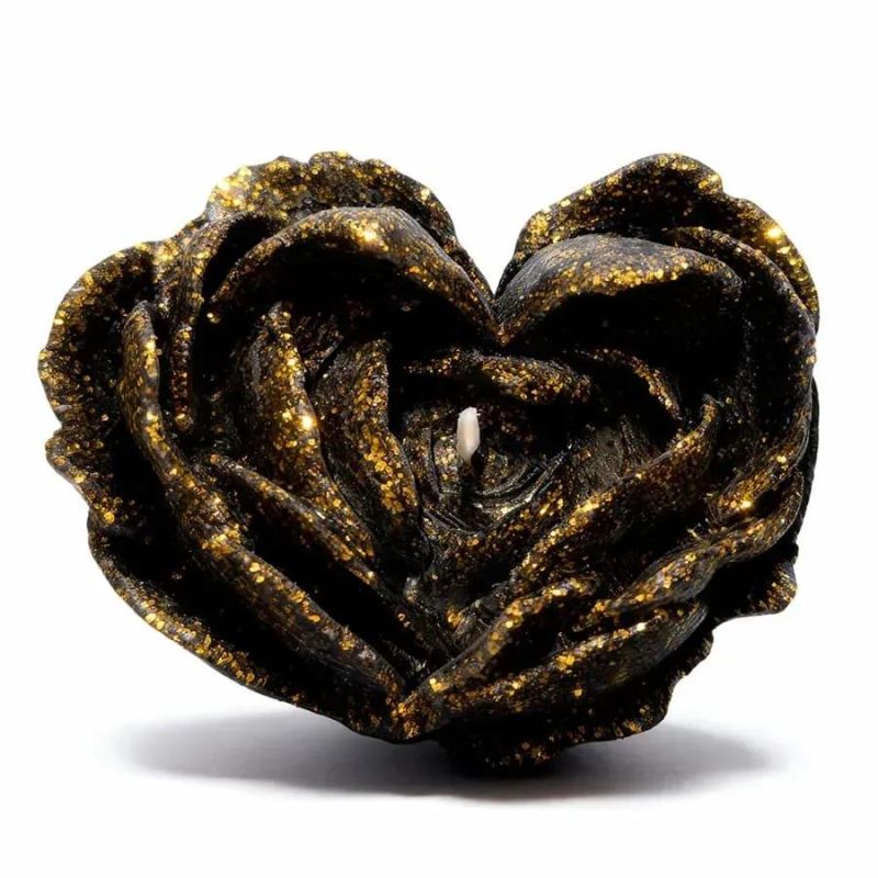 Свічка низькотемпературна у вигляді троянди з глітером GlowKink чорна, М вид 2