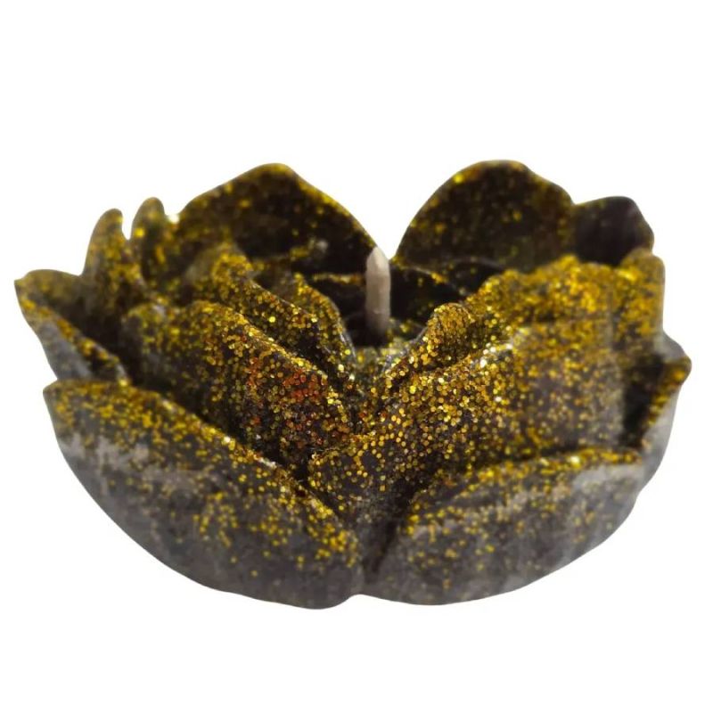 Свічка низькотемпературна у вигляді троянди з глітером GlowKink чорна, М вид 13