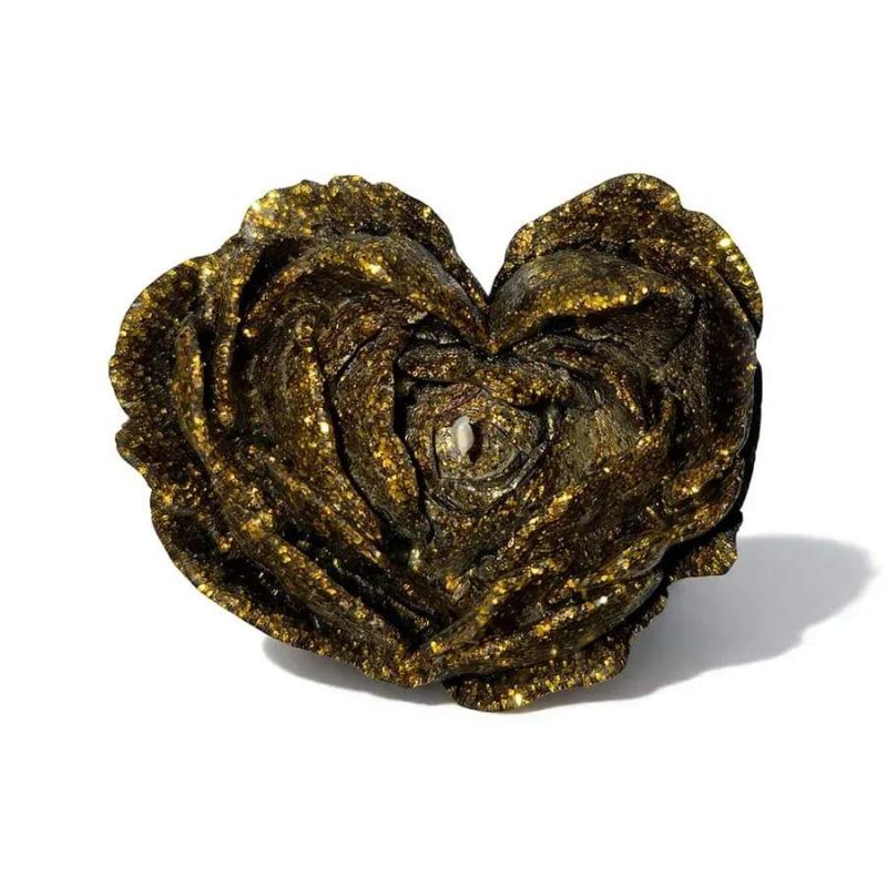 Свеча низкотемпературная в виде розы с глиттером GlowKink черная, М вид 18