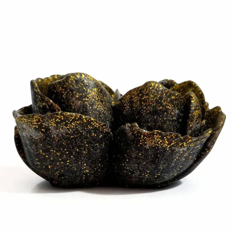 Свеча низкотемпературная в виде розы с глиттером GlowKink черная, М вид 19