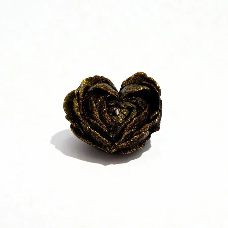 Свеча низкотемпературная в виде розы с глиттером GlowKink черная, М вид 21