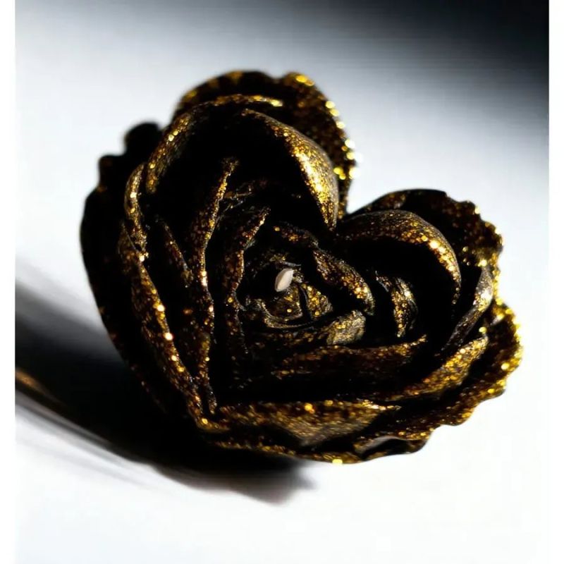 Свічка низькотемпературна у вигляді троянди з глітером GlowKink чорна, М вид 26