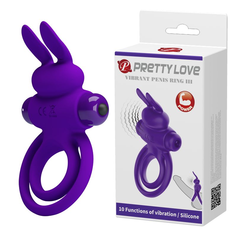 Эрекционное кольцо PRETTY LOVE Penis Ring с двойным кольцом, фиолетовое вид 2