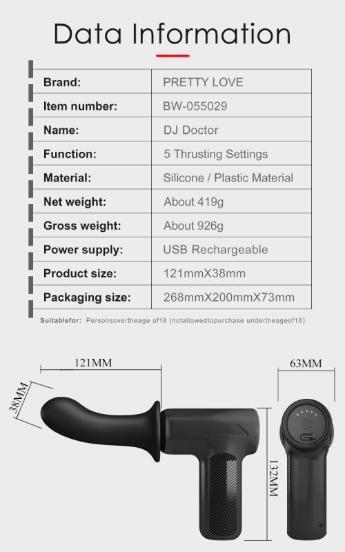 Вібромасажер пістолет Dj Doctor Massage Gun чорний, 12.1 х 3.8 вид 24