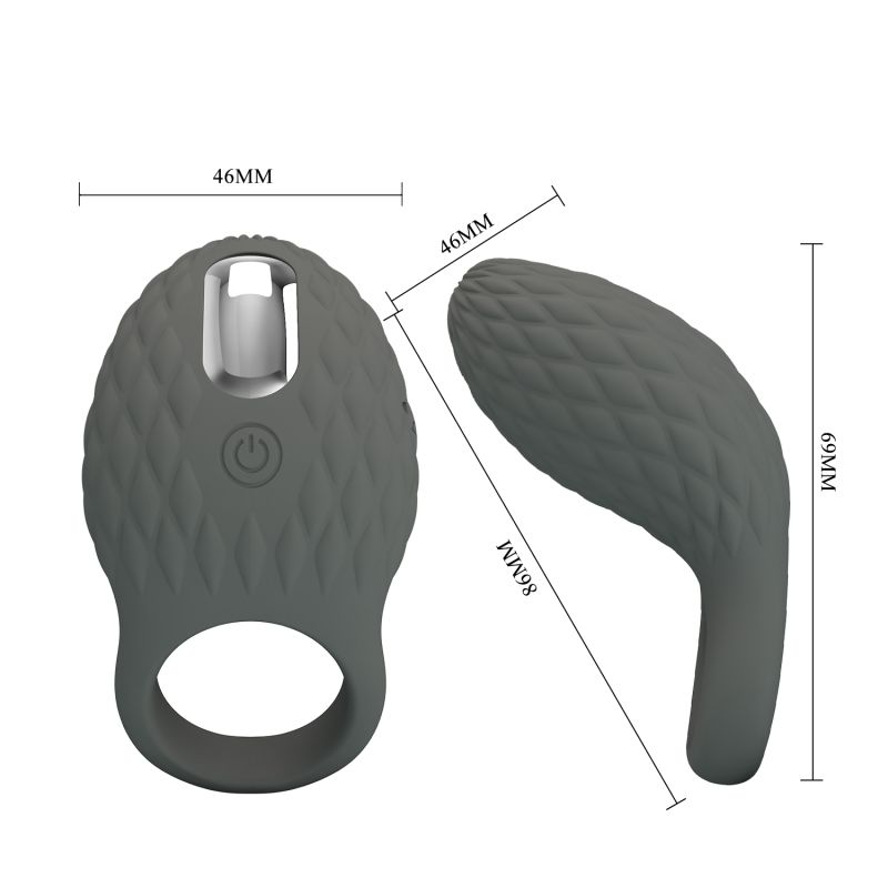 Ерекційне віброкільце PRETTY LOVE Master Ring Helious сіре, 8.6 х 4.6 см вид 8