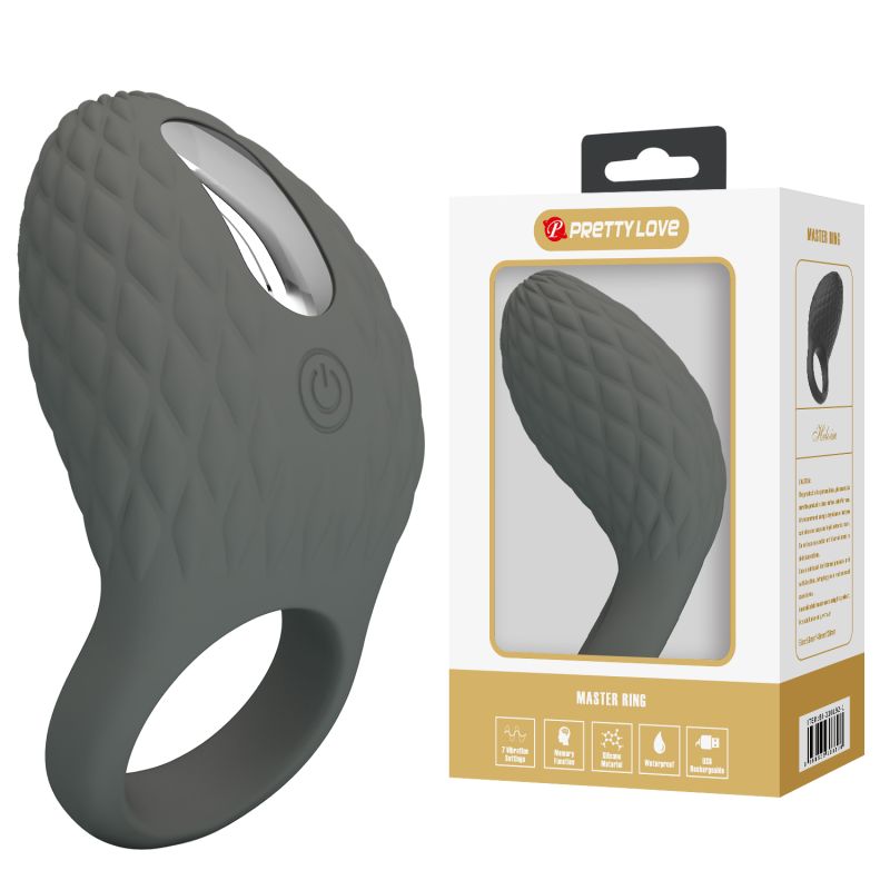 Эрекционное виброкольцо PRETTY LOVE серое, 8.6 х 4.6 см вид 12