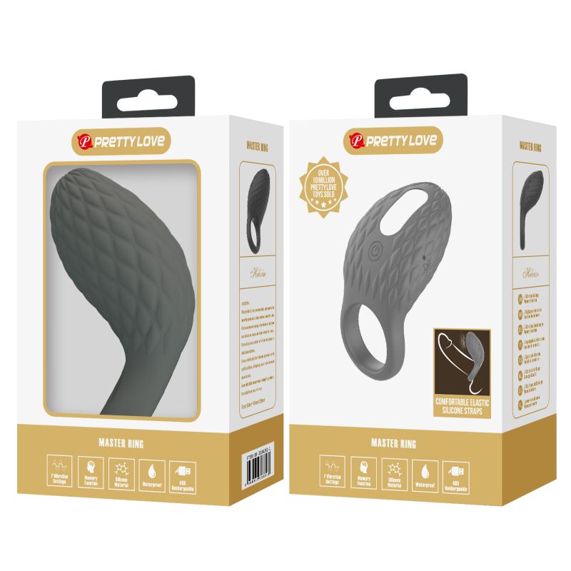 Эрекционное виброкольцо PRETTY LOVE серое, 8.6 х 4.6 см вид 13