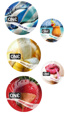 Презервативы One FlavorWaves латексные, набор разных вкусов, 5 шт