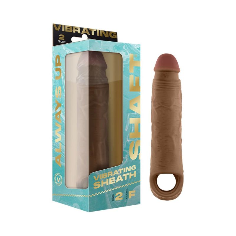 Реалістична вібронасадка Shaft Vibrating Sheath Size 2 Oak з пультом, 22.3 см вид 2