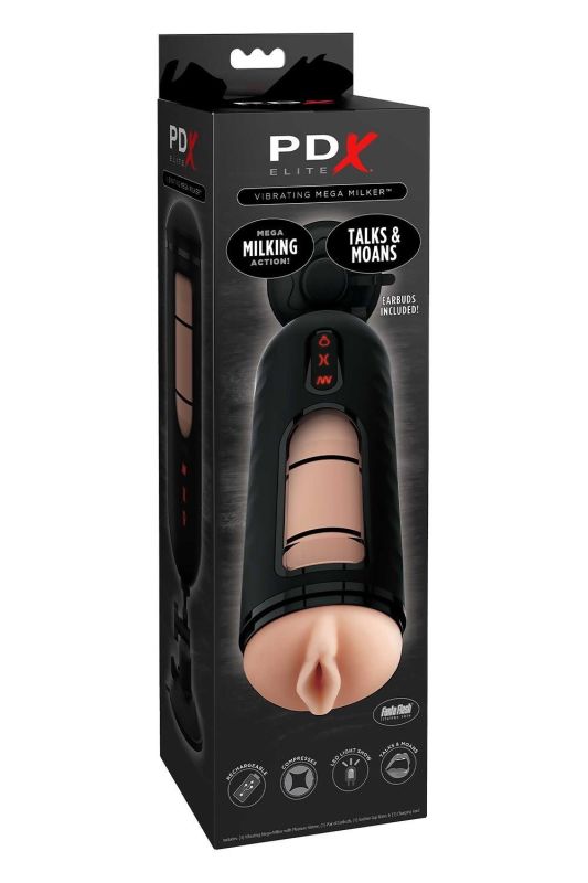 Мастурбатор з вібро Pipedream PDX Elite Vibrating Mega Milker чорний, 23.9 см вид 6