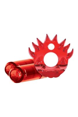 Эррекционное кольцо с двумя вибропулями Zero Tolerance Flame Thrower красное, 5 см