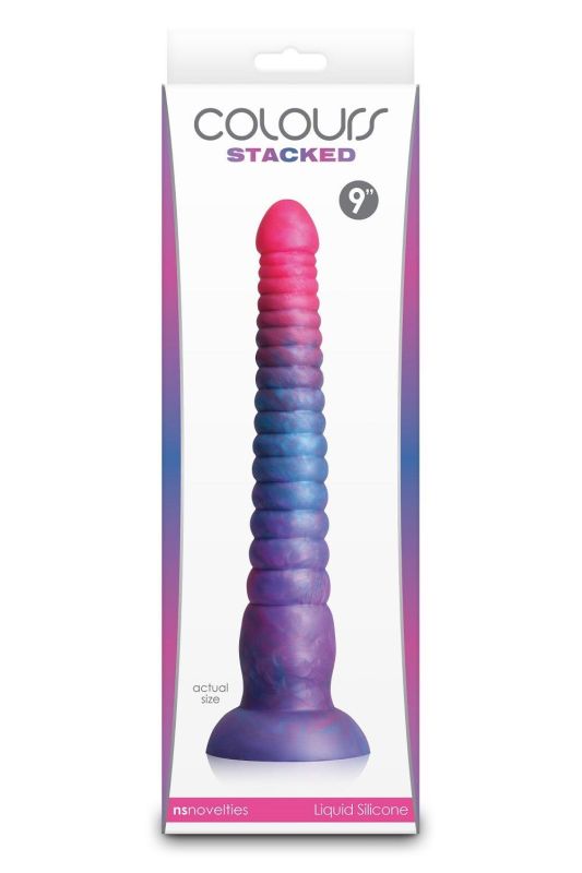 Фалоімітатор NS Novelties Colours Stacked рідкий силікон, рожево-синій, 23 см вид 4