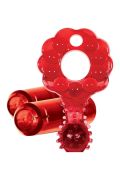 Эррекционное кольцо с двумя вибропулями Zero Tolerance The Mighty Marble красное, 8 см