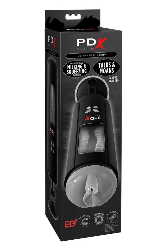 Мастурбатор вагина в колбе автоматический Pipedream PDX на присоске, с голосом, черный, 24.5 см вид 2