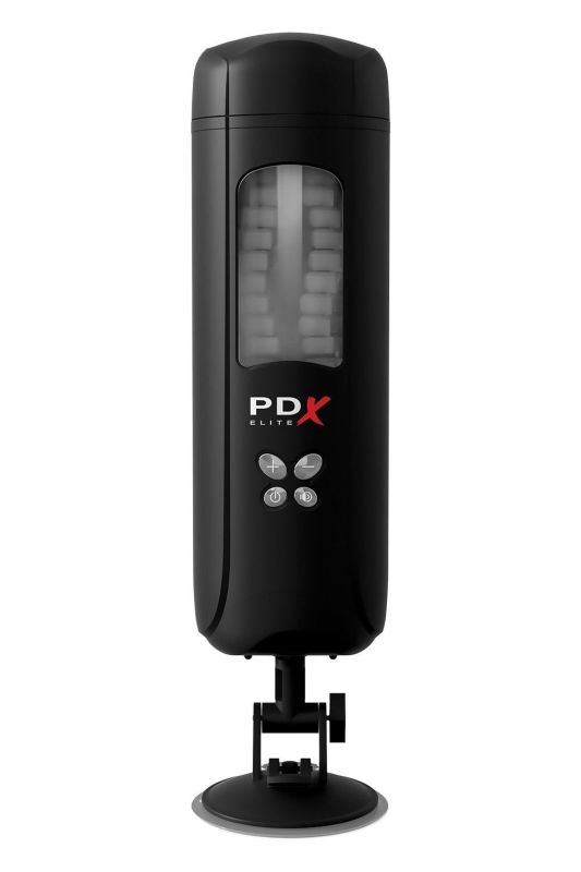 Мастурбатор вагина в колбе автоматический Pipedream PDX на присоске, с голосом, черный, 24.5 см вид 3