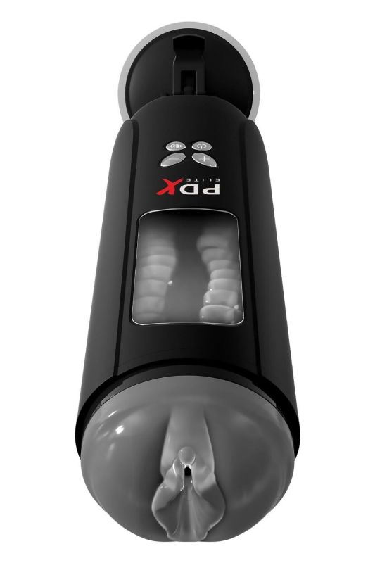 Мастурбатор вагина в колбе автоматический Pipedream PDX на присоске, с голосом, черный, 24.5 см вид 5