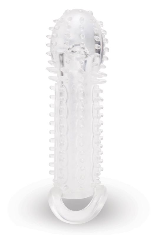 Насадка на пеніс із рельєфом Size-Up з 3 кільцями, прозора, 15.5 см вид 4