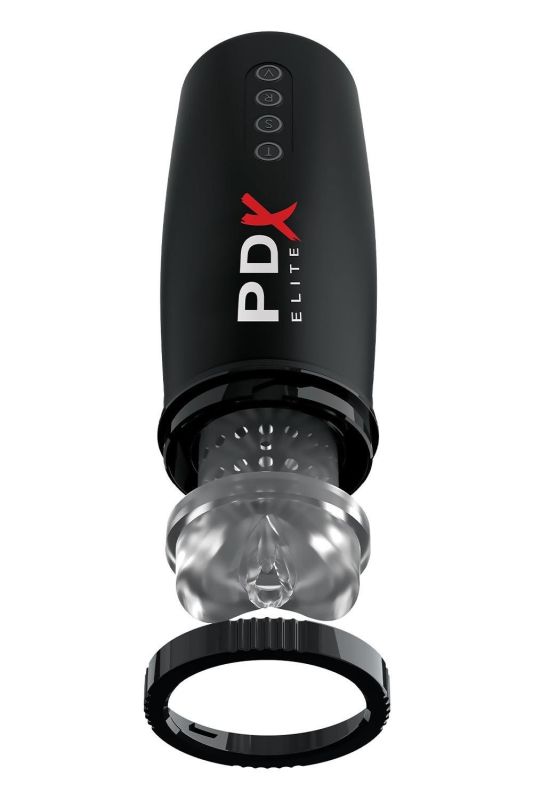 Мастурбатор Pipedream PDX Elite з вібрацією та всмоктуванням, чорний, 22 см вид 6