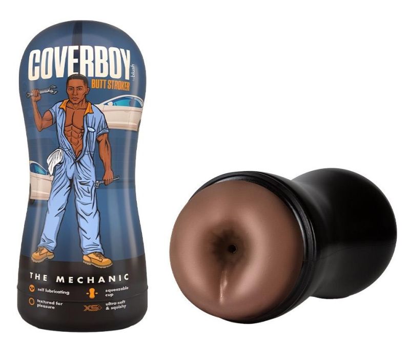 Мастурбатор-анус Blush Coverboy The Mechanic у колбі, коричневий, 18.5 см вид 2