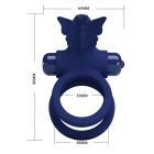 Ерекційне віброкільце подвійне PRETTY LOVE Powerful Ring Jamele з метеликом, 10 режимів, синє вид 8
