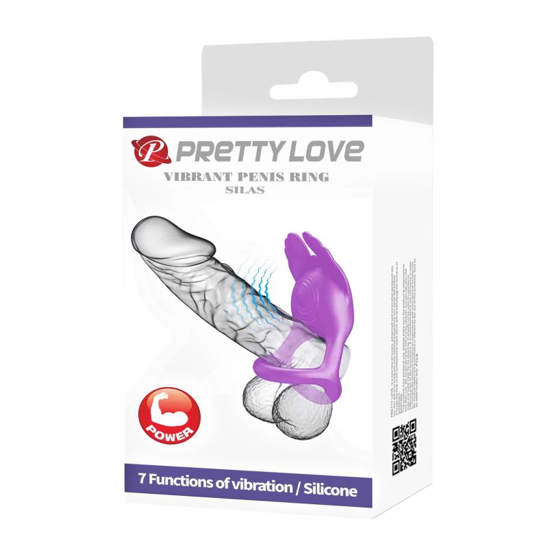 Ерекційне віброкільце з крильцями PRETTY LOVE Silas 7 режимів, фіолетове вид 12