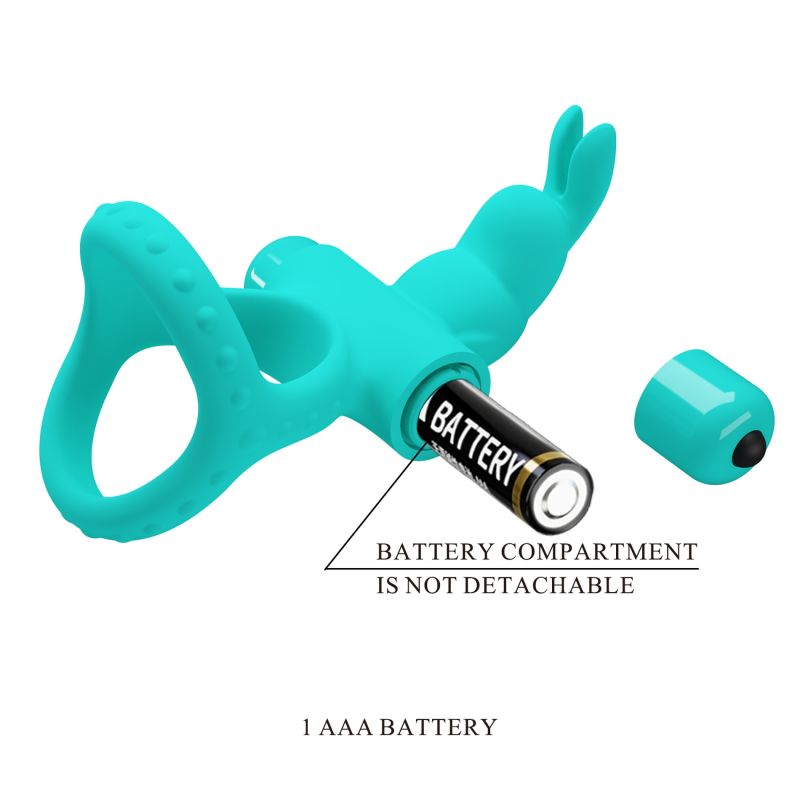 Ерекційне віброкільце з кроликом PRETTY LOVE Passionate Figgy силіконове, бірюзове вид 10